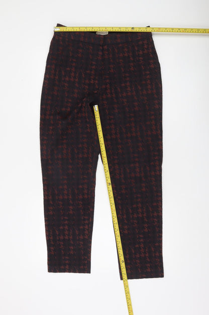 Monsoon Women's Black & Brown Check Tapered Trousers Size 10
