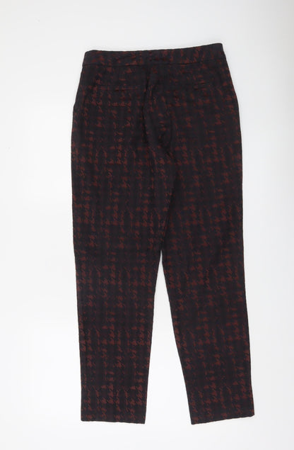 Monsoon Women's Black & Brown Check Tapered Trousers Size 10