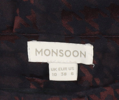 Monsoon Women's Black & Brown Check Tapered Trousers Size 10