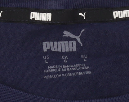 Puma Men's Blue Crew Neck Short Sleeve Regular Fit T-Shirt L