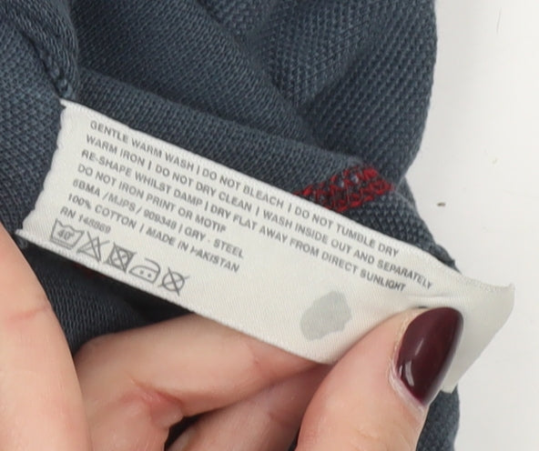 FatFace Men's Blue Cotton Short Sleeve Polo Shirt M