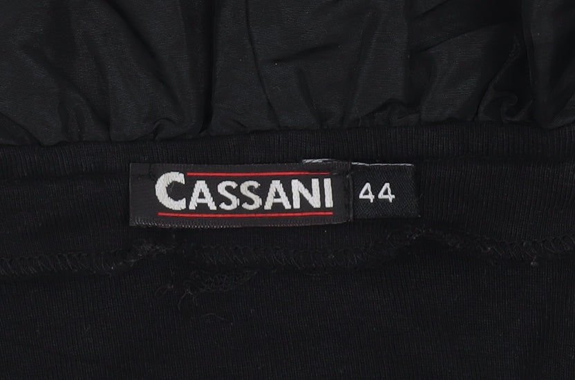 Cassani Women’s Black Tunic Blouse Size 16 Ruffle V-Neck 3/4 Sleeve