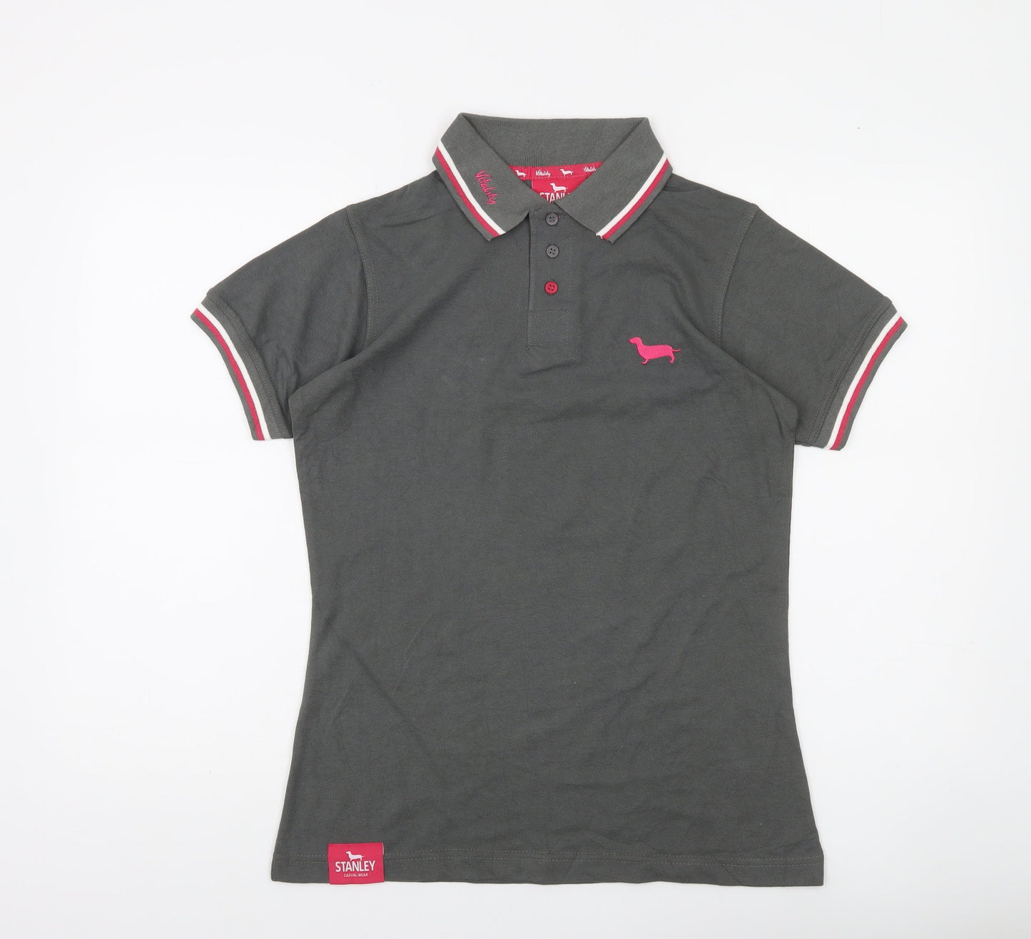 Stanley Vitality Womens Grey Polo Shirt Size M Short Sleeve Casual Top