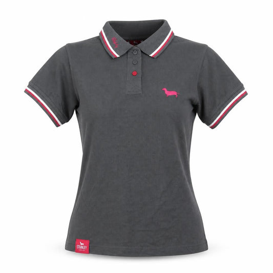 Stanley Vitality Womens Grey Polo Shirt Size M Short Sleeve Casual Top