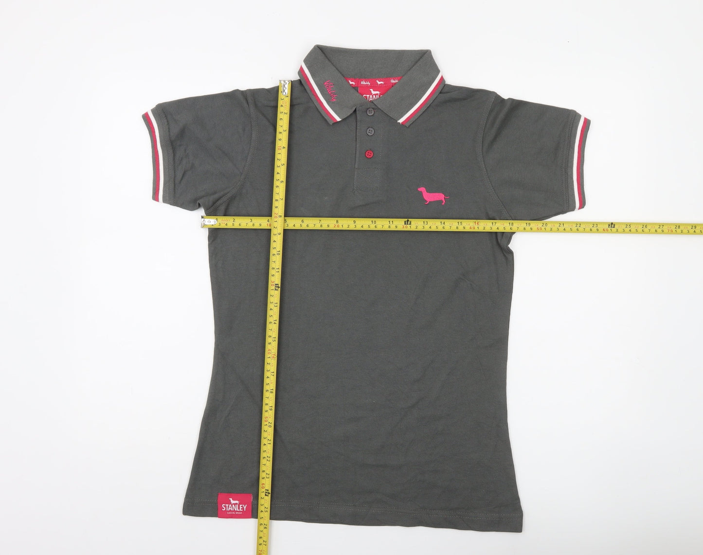 Stanley Vitality Womens Grey Polo Shirt Size M Short Sleeve Casual Top