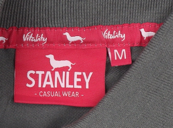 Stanley Vitality Womens Grey Polo Shirt Size M Short Sleeve Casual Top