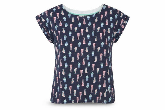 Weird Fish Women's Blue Vase Print Cotton T-Shirt Size 12
