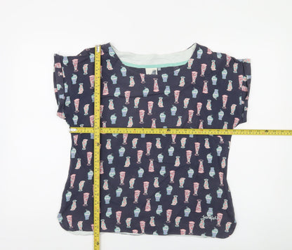 Weird Fish Women's Blue Vase Print Cotton T-Shirt Size 12