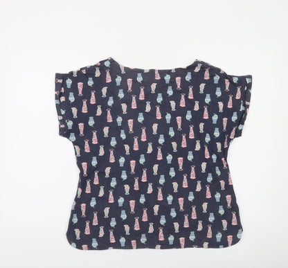 Weird Fish Women's Blue Vase Print Cotton T-Shirt Size 12