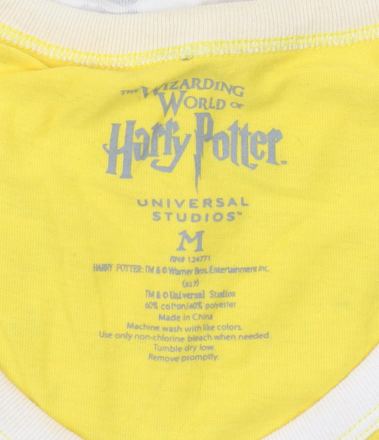 Harry Potter Hufflepuff Women’s Yellow V-Neck Slim Fit T-Shirt M