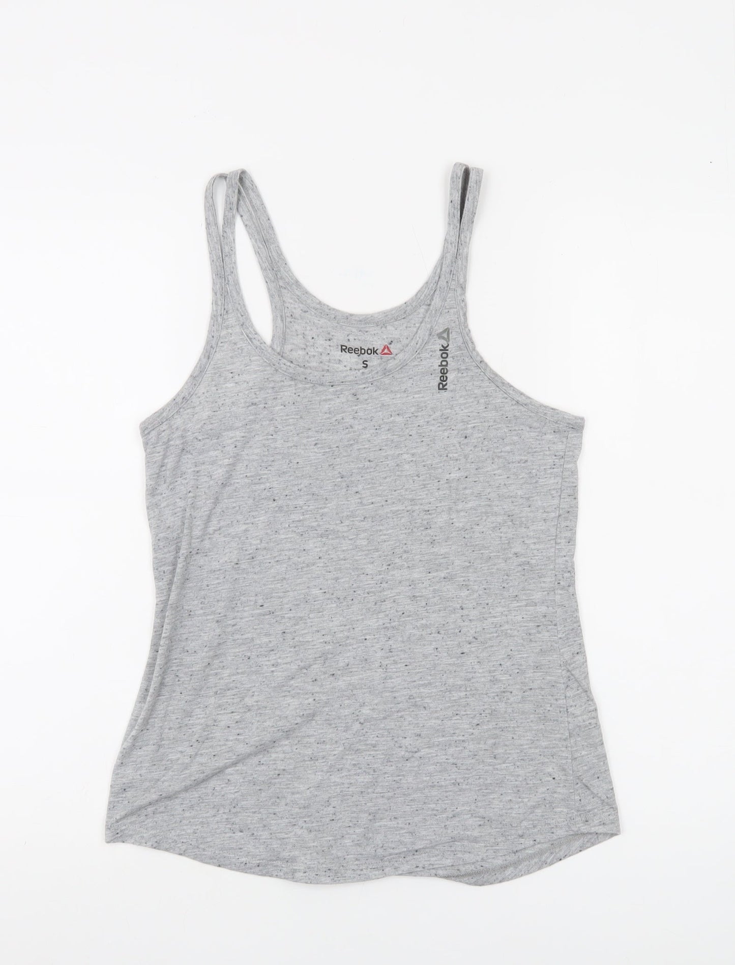 Reebok Womens Grey Small Racerback Tank Top Soft Jersey Activewear
