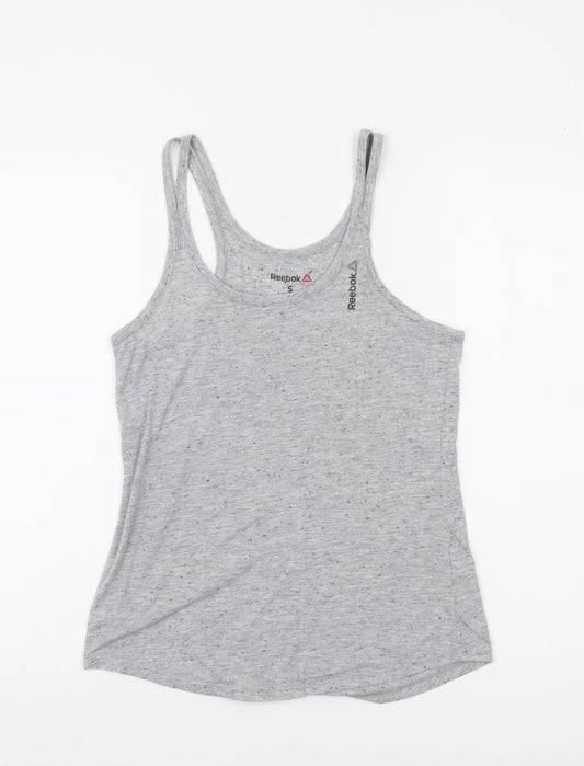 Reebok Womens Grey Small Racerback Tank Top Soft Jersey Activewear