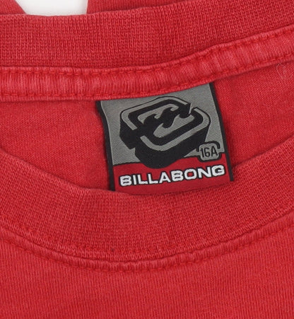Billabong Boys Red 16 Years Graphic Logo Cotton Surf T-Shirt