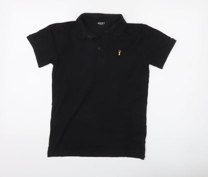 Next Boys Black Polo Shirt 12 Years Collared Jersey Cotton Stretch Casual