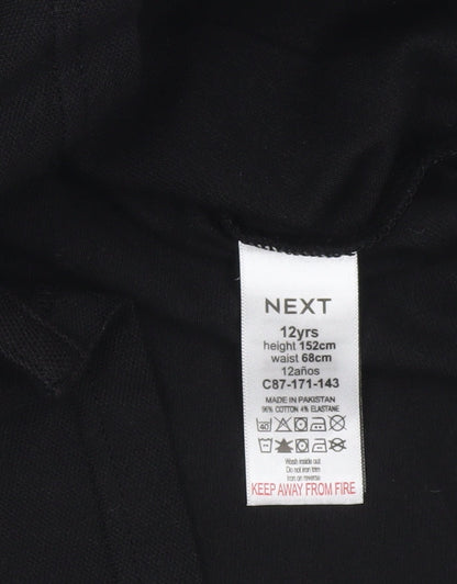 Next Boys Black Polo Shirt 12 Years Collared Jersey Cotton Stretch Casual