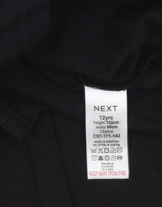 Next Boys Black Polo Shirt 12 Years Collared Jersey Cotton Stretch Casual
