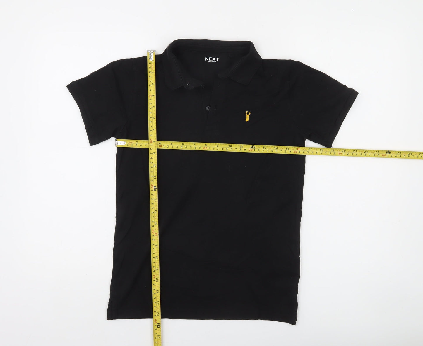 Next Boys Black Polo Shirt 12 Years Collared Jersey Cotton Stretch Casual