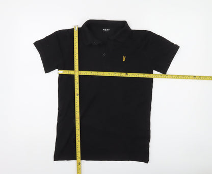 Next Boys Black Polo Shirt 12 Years Collared Jersey Cotton Stretch Casual