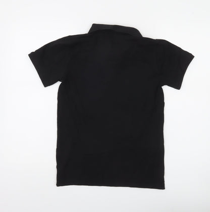 Next Boys Black Polo Shirt 12 Years Collared Jersey Cotton Stretch Casual