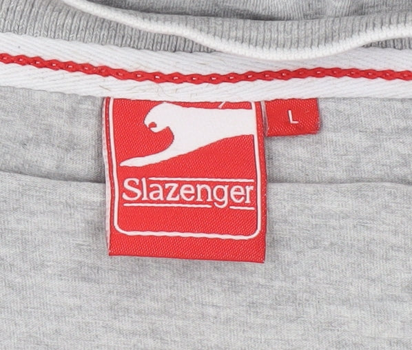 Slazenger Men's Grey V-Neck Short Sleeve T-Shirt L Classic Fit