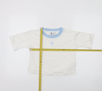 Womens UK Size 8 adidas White Ringer T-Shirt