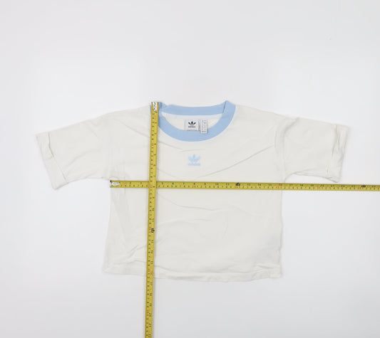 Womens UK Size 8 adidas White Ringer T-Shirt