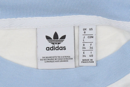 Womens UK Size 8 adidas White Ringer T-Shirt