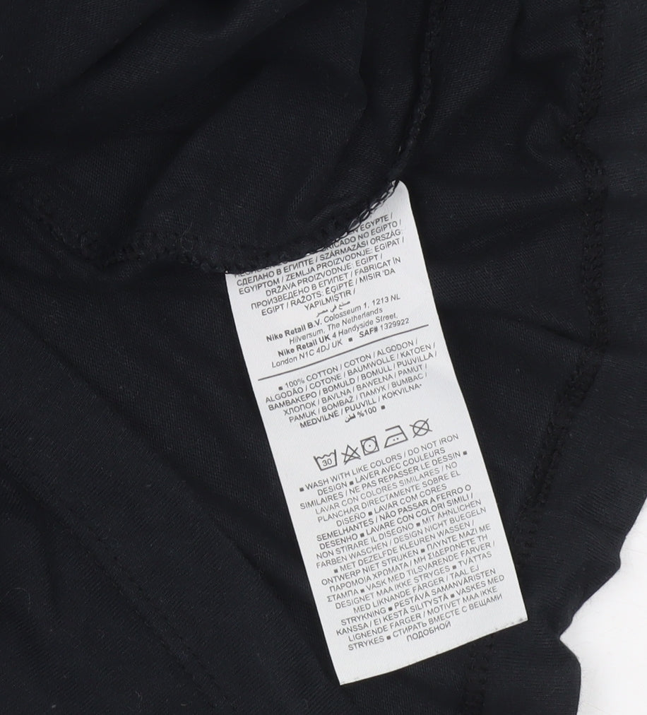 Nike Men's Black Small Crew Neck Cotton Graphic T-Shirt