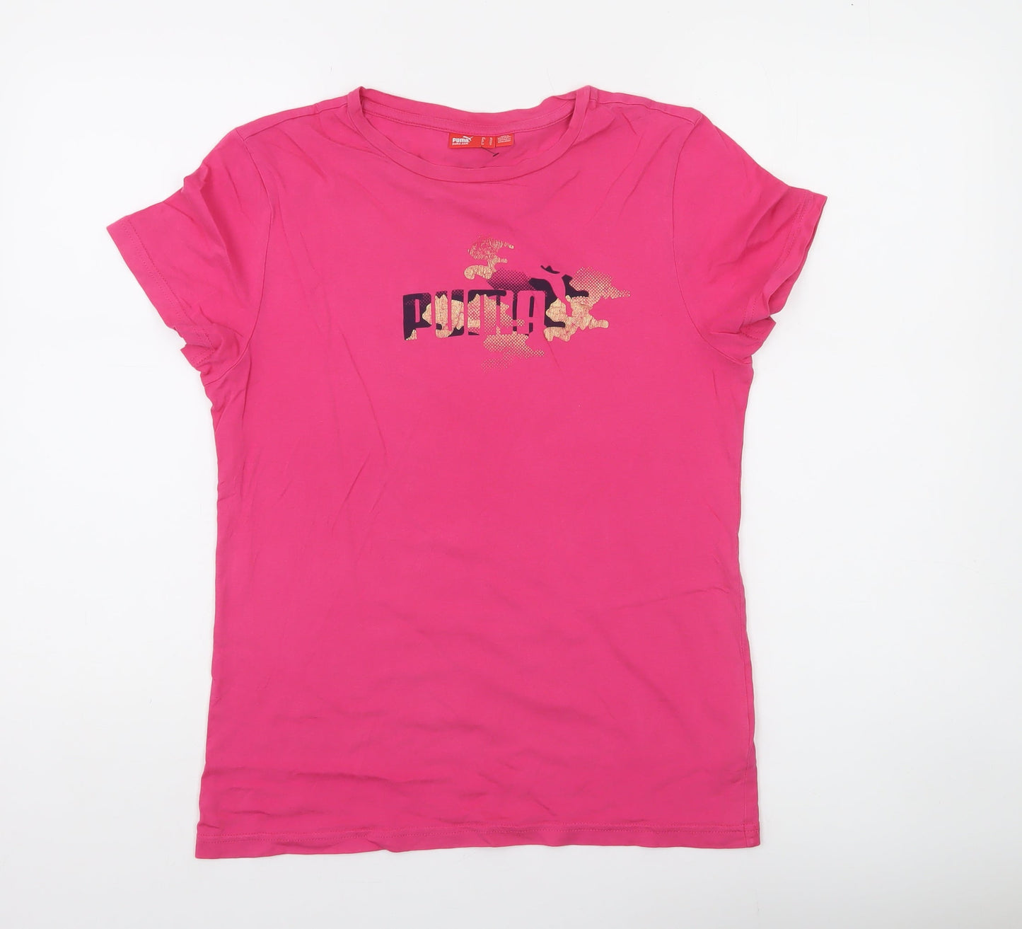 Puma Women's Pink Short Sleeve Crew Neck T-Shirt UK 16