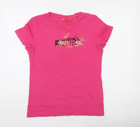 Puma Women's Pink Short Sleeve Crew Neck T-Shirt UK 16