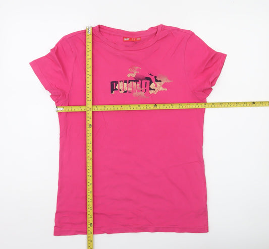 Puma Women's Pink Short Sleeve Crew Neck T-Shirt UK 16