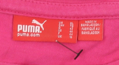 Puma Women's Pink Short Sleeve Crew Neck T-Shirt UK 16