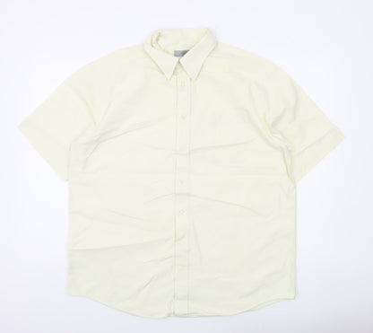 Marks and Spencer Men’s Ivory Short Sleeve Cotton Button-Up Shirt 16.5in