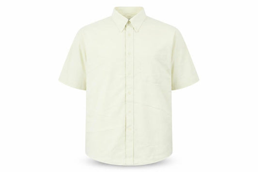 Marks and Spencer Men’s Ivory Short Sleeve Cotton Button-Up Shirt 16.5in