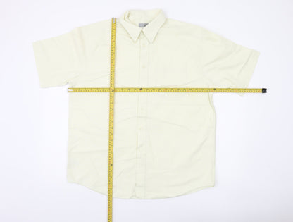 Marks and Spencer Men’s Ivory Short Sleeve Cotton Button-Up Shirt 16.5in