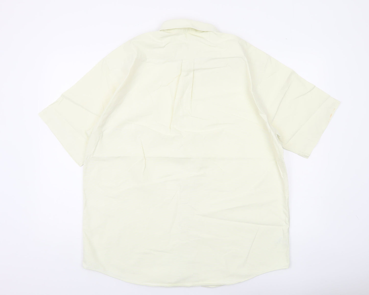 Marks and Spencer Men’s Ivory Short Sleeve Cotton Button-Up Shirt 16.5in