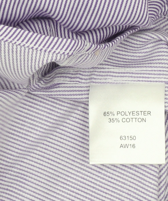 Greenwoods Men's Purple White Striped Button-Up Shirt 16.5 Regular Fit