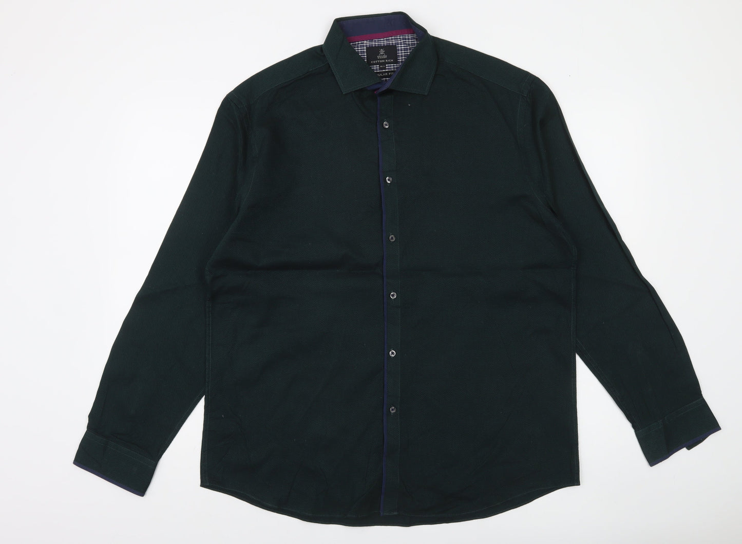 Taylor & Wright Men's Green Regular Fit Cotton Blend Long Sleeve Shirt 16.5