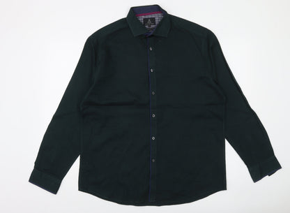 Taylor & Wright Men's Green Regular Fit Cotton Blend Long Sleeve Shirt 16.5