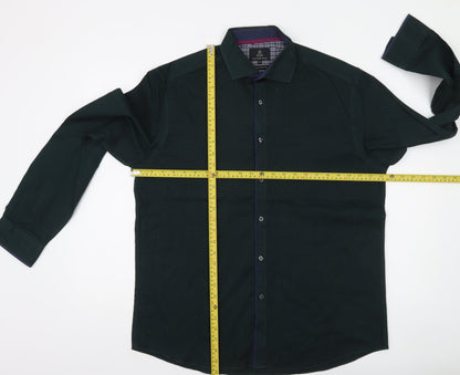 Taylor & Wright Men's Green Regular Fit Cotton Blend Long Sleeve Shirt 16.5
