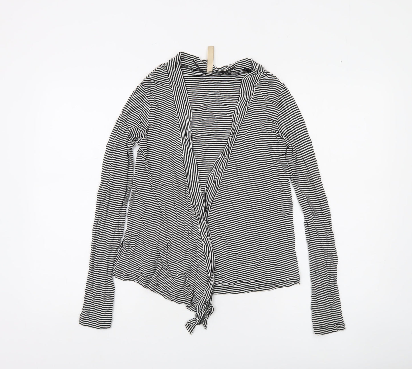 Cotton On Women’s Black Striped Wrap Long Sleeve Blouse Size L