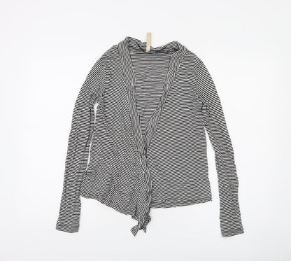 Cotton On Women’s Black Striped Wrap Long Sleeve Blouse Size L