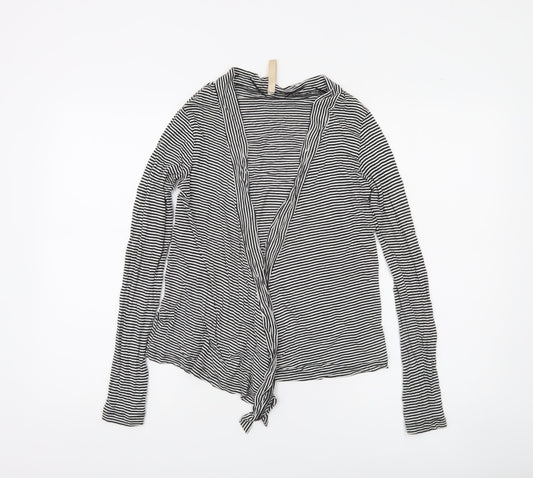 Cotton On Women’s Black Striped Wrap Long Sleeve Blouse Size L