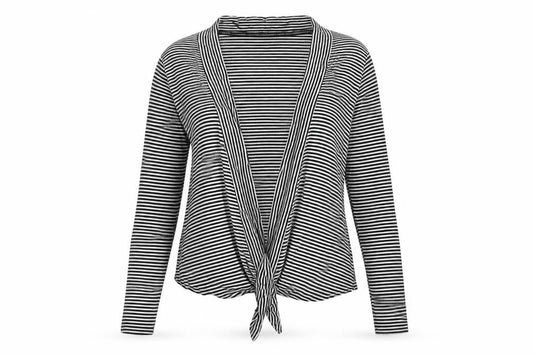 Cotton On Women’s Black Striped Wrap Long Sleeve Blouse Size L