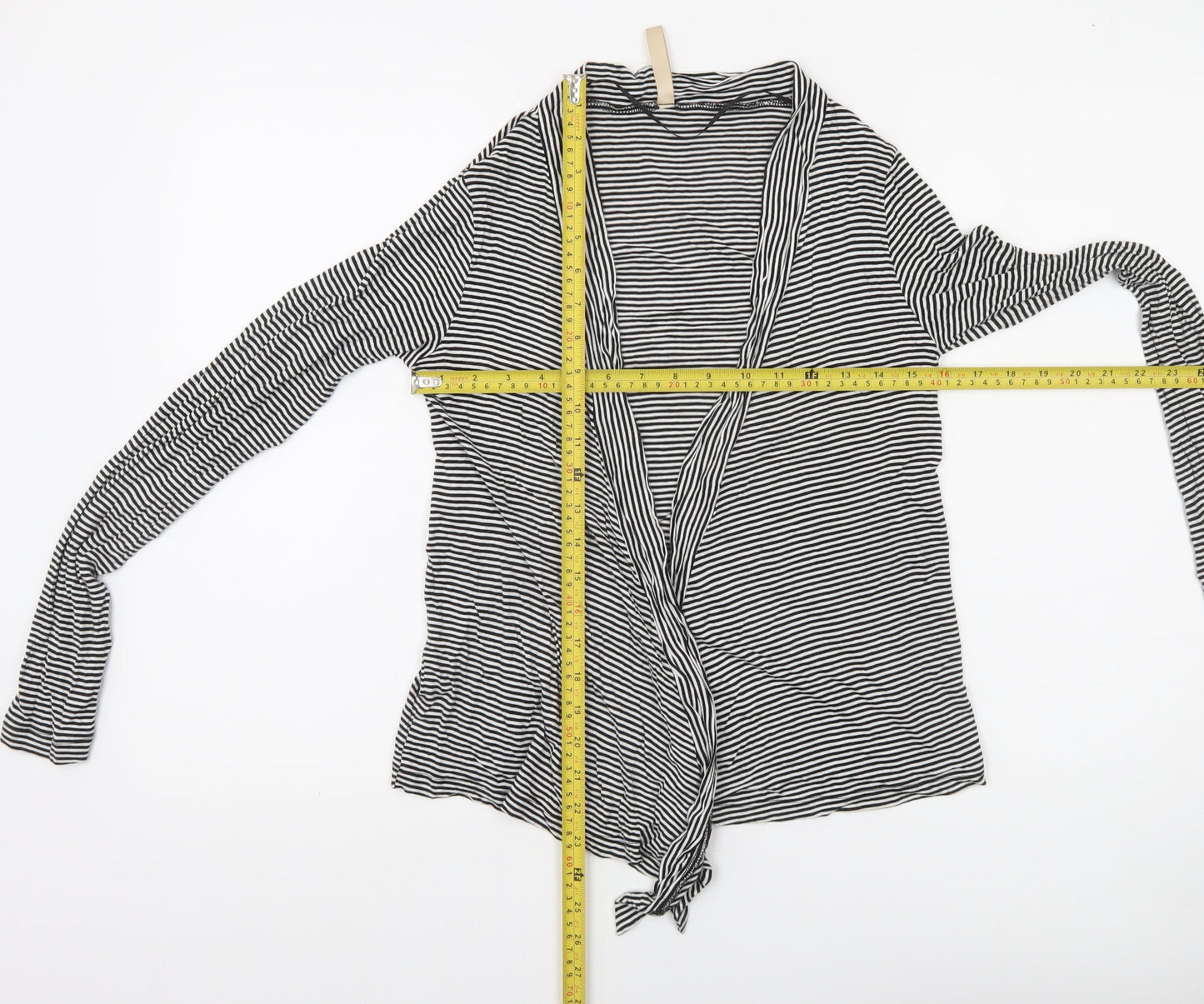 Cotton On Women’s Black Striped Wrap Long Sleeve Blouse Size L