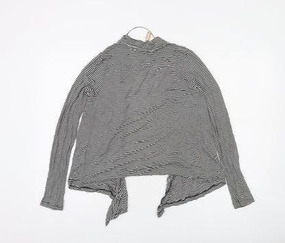 Cotton On Women’s Black Striped Wrap Long Sleeve Blouse Size L