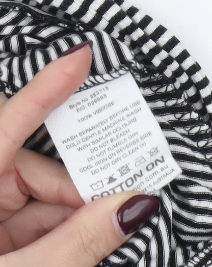 Cotton On Women’s Black Striped Wrap Long Sleeve Blouse Size L