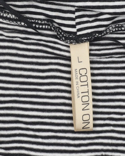 Cotton On Women’s Black Striped Wrap Long Sleeve Blouse Size L