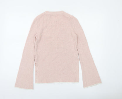Whistles Women Pink Crew Neck Long Sleeve Pullover Jumper Size 10