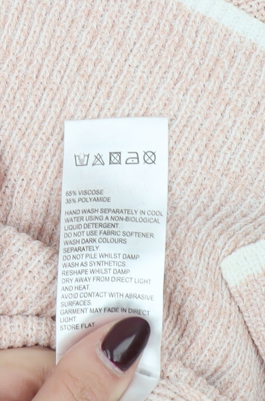 Whistles Women Pink Crew Neck Long Sleeve Pullover Jumper Size 10